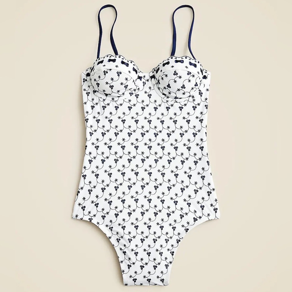 J. Crew Eyelet balconette underwire one-piece